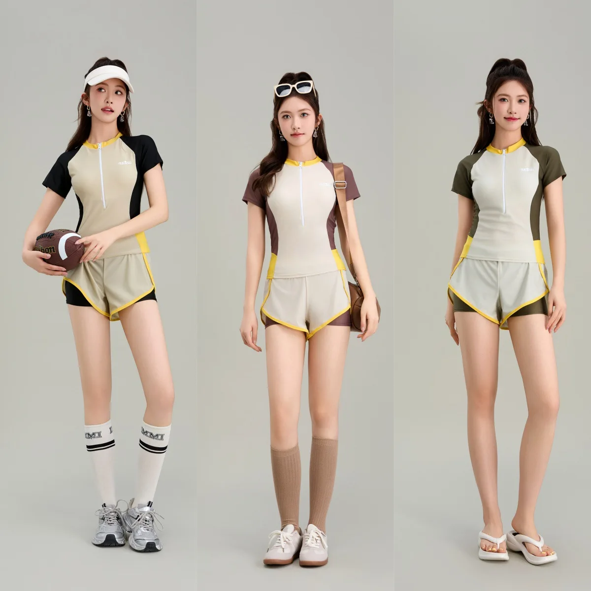 

New Conservative and Slimming Girls' Split Flat Angle Pants, Professional Swimming Pool Training Beach Vacation Swimsuit