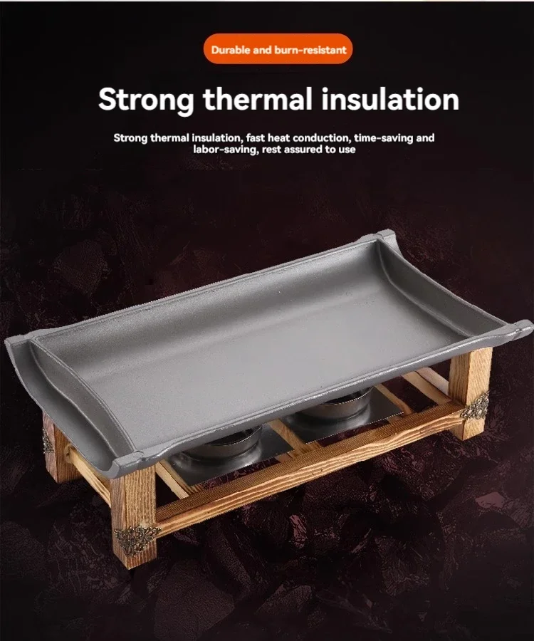 2025 Small non-stick grill oblong alcohol oven grill fish plate restaurant disposable grill iron plate dry pot pot view 5