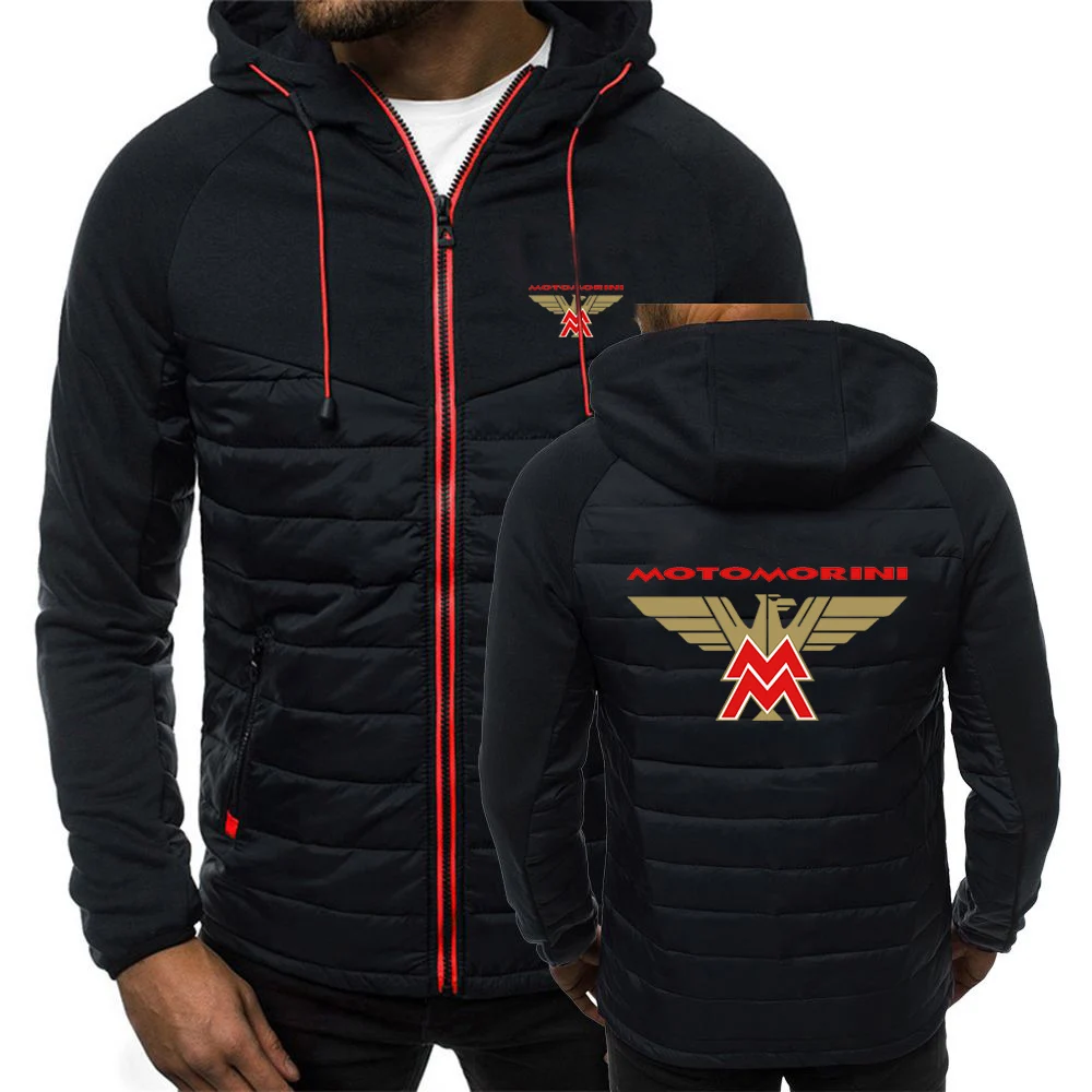 

2024 Spring Autumn Men's Moto Morini Logo Print Fashion High-Quality Solid Color Patchwork Comfortable Drawstring Cotton Jackets