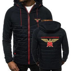 2024 Spring Autumn Men's Moto Morini Logo Print Fashion High-Quality Solid Color Patchwork Comfortable Drawstring Cotton Jackets