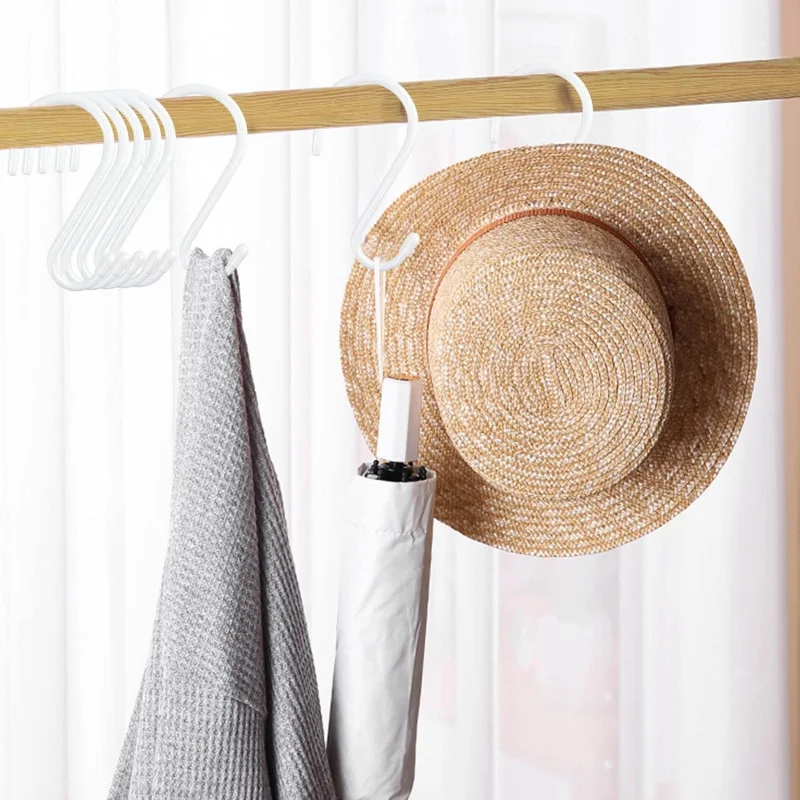 24 Ganci a S bianchi da 4-1/2 pollici appesi, ganci a S grandi rivestiti in vinile resistenti, armadio con rivestimento in gomma metallica in acciaio Ro