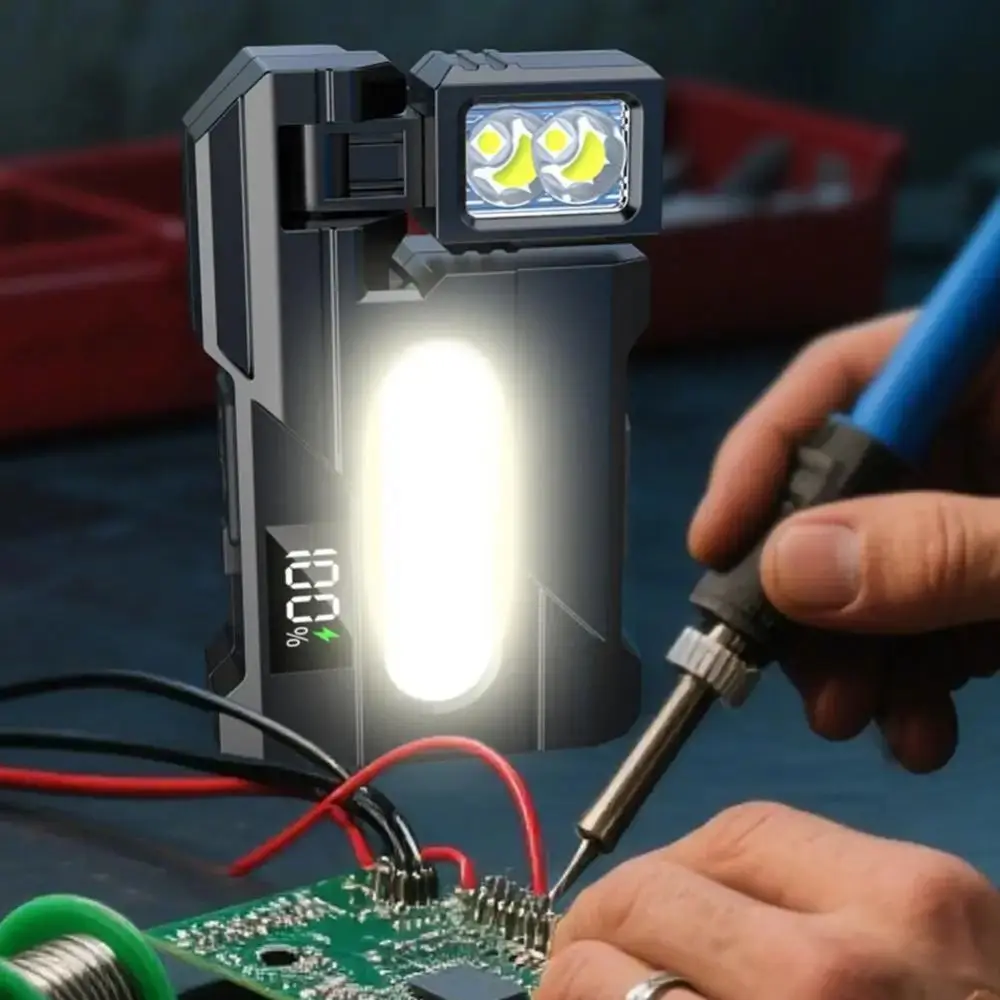 

Multi-functional Mini Magnetic Flashlight Adjustable Angle Portable Pocket Camping Light USB Water Resistant