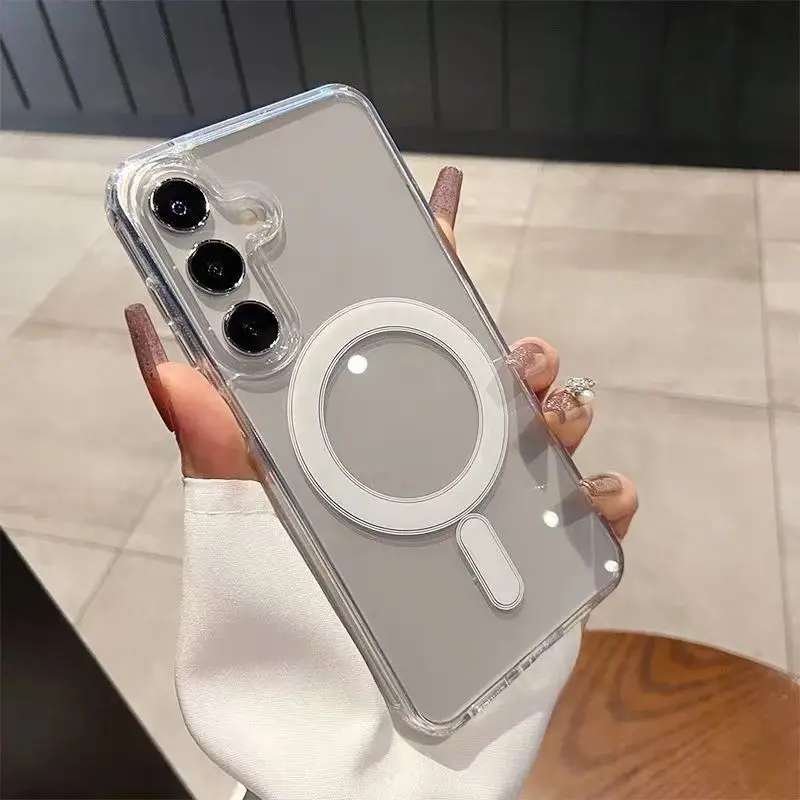 Transparente Magnetische Kabellose Ladehülle für Samsung Galaxy A18 A17 A27 A37 A57 A16 A26 A36 A56 A15 A25 A35 A55 4G 5G Harte PC-Hüllen – Detail 1