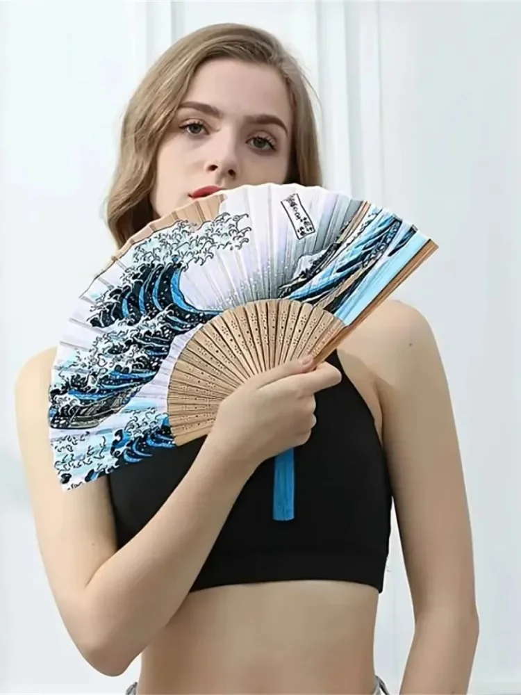 D9 Handheld Folding Ancient Style Fan Portable And Beautiful Cooling Fan With Tassel To Enhance Atmosphere Great Prop For Photos