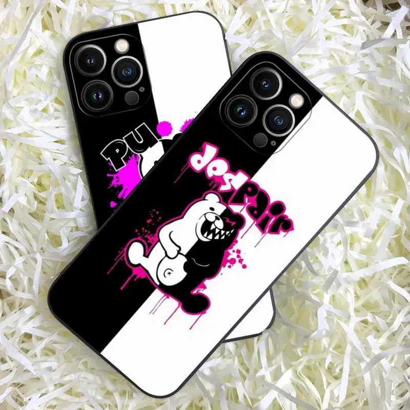 Danganronpa Monokuma Phone Case For Iphone 14 Pro Max 12 13 11 Mini Xs X Xr 7 8 6 Plus Se 2020 Black Soft Silicone Cover