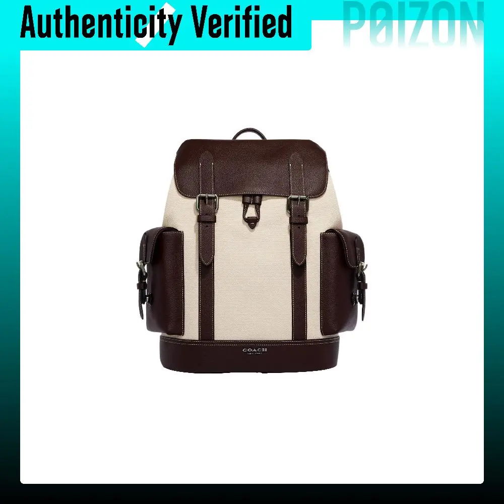 COACH Hudson Canvas With Natural Pebble Texture Backpack Backpacks Men's Brown & Beige CH114-QBVFX