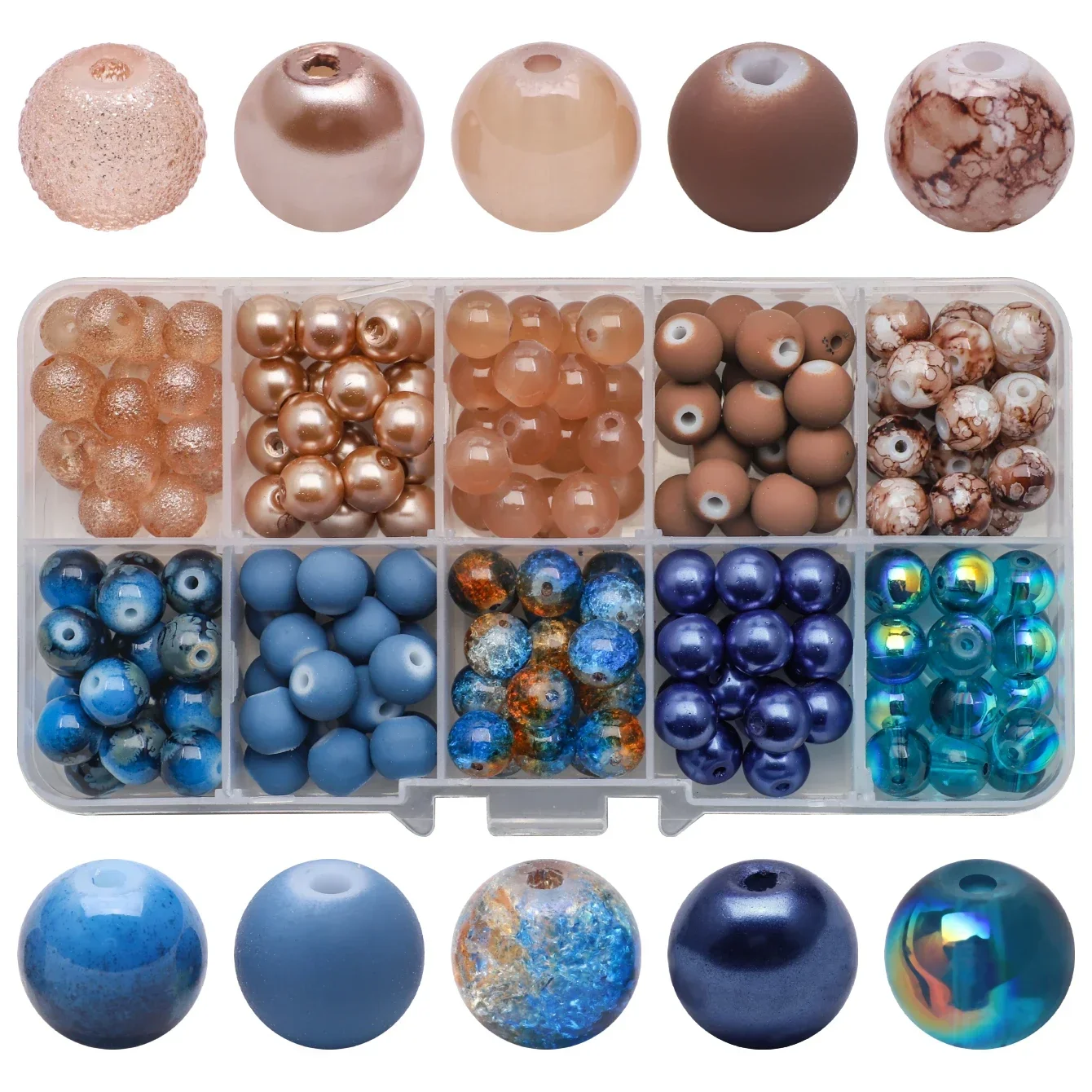 

Бусины из хрустального стекла, 200 шт., 8 мм, цветная коробка контрастных цветов для самостоятельного изготовления браслетов, ожерелий, украшения, аксессуары, бусины 10 ячеек