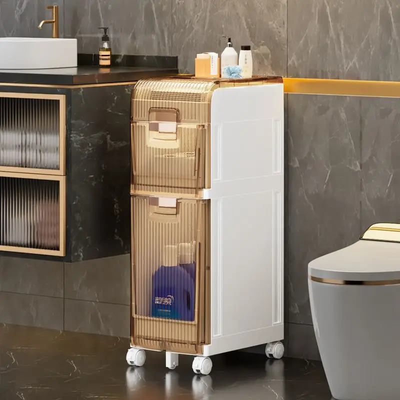 Multi-Layer Bathroom Cabinet Storage Rack Toilet Drawer Organizer Narrow Household Bath Kitchen Shelves Side Cabinet Restroom