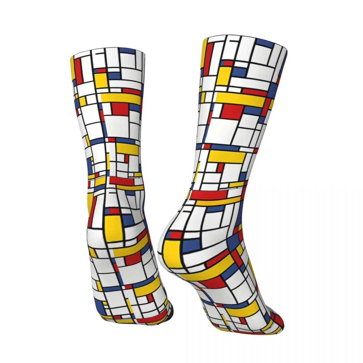 Piet Mondrian Abstract Pop Art 1960S Red Blue Yellow Rectangles Sock Printed Man Polyester