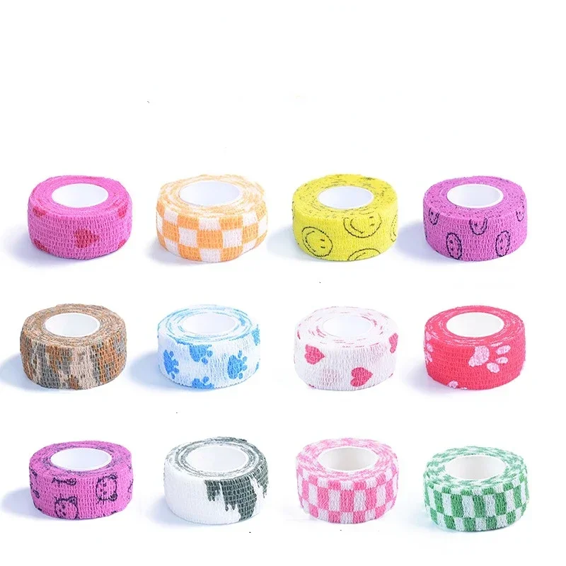 1 Pcs Printed Sports Knee Protector 4.8m Medical Therapy Elastic Bandage Colorful Self Adhesive Wrap Tape for Finger Joint Pet