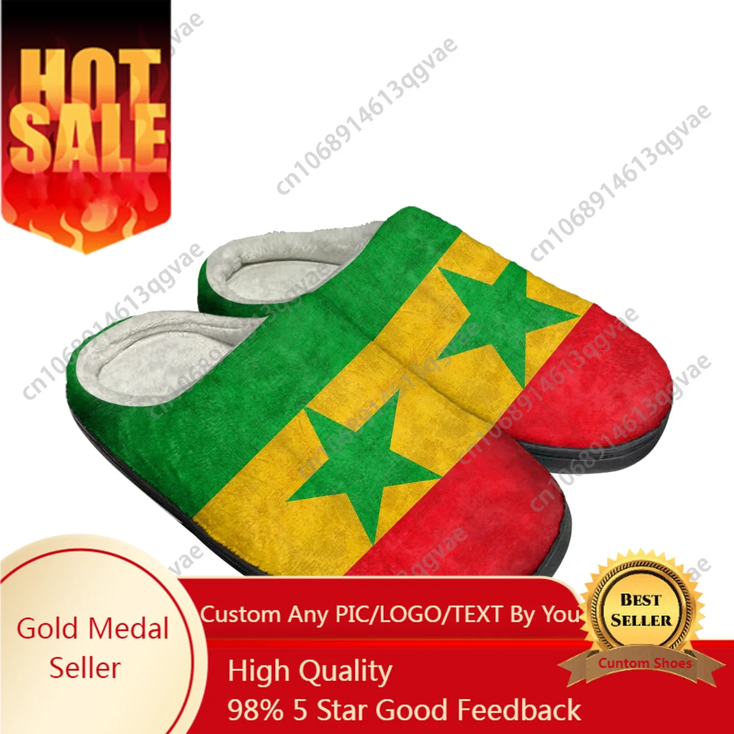 

Senegalese Flag Home Cotton Custom Slippers Mens Womens Sandals Senegal Plush Bedroom Casual Keep Warm Shoes Thermal Slipper