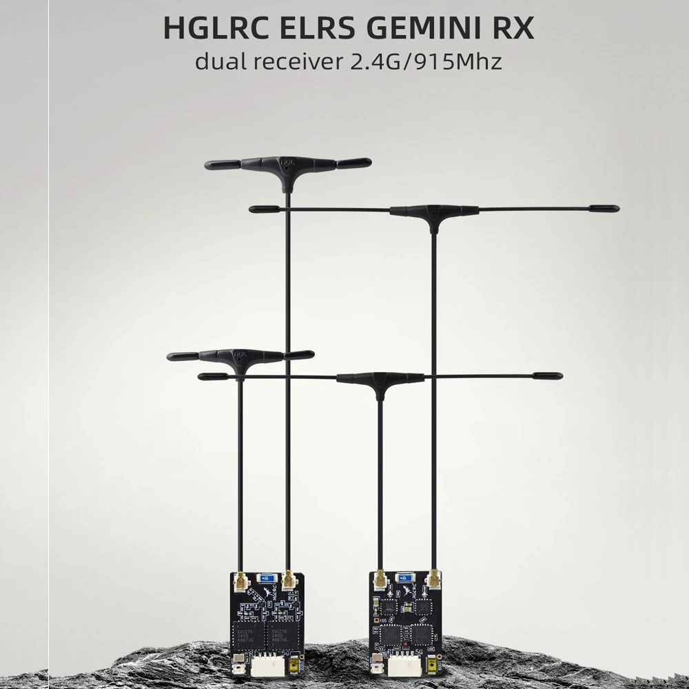 HGLRC ELRS GEMINI RX Dual Receiver 2.4G 915Mhz for RC Airplane FPV Long Range Drone - Dual Channel 2.4G/915Mhz Receiver