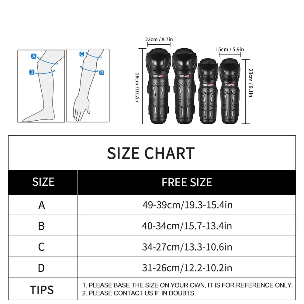 Wosaweeスポーツ膝 & 肘パッドオートバイ膝保護スキーモトクロスすねガードダートバイクオフロードサイクリングニープロテクター