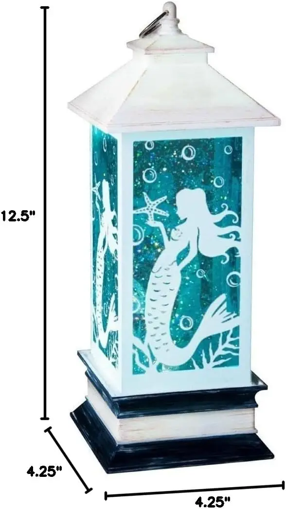 تمثال طاولة فانوس حورية البحر اللامع مع أضواء لامعة تعمل بالبطارية