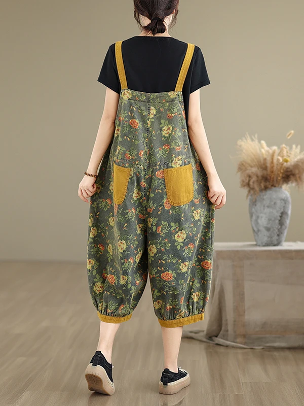 بنطلون نسائي صيفي جديد على الطراز الكوري بطباعة شخصية من الدنيم فضفاض بمقاسات كبيرة كاجوال بطول ثلاثة أرباع #3