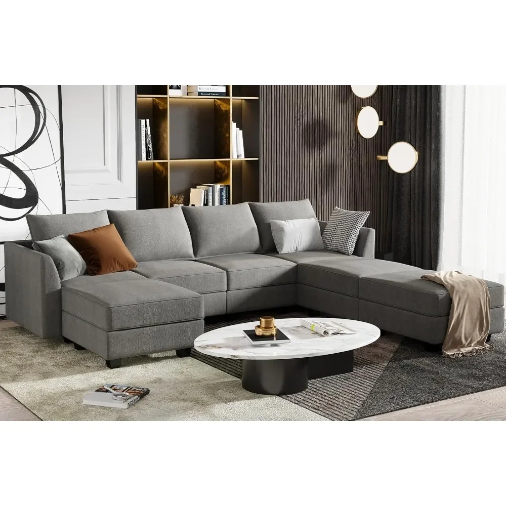 

Modular Sectional Sofa U Shaped Sectional Couch with Ottomans Reversible Modular Sofa 7 Seater Couch with Storage Seat,
