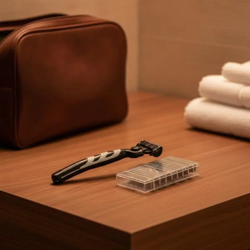 Men's Manual Shaving Razor Non-Slip Handle Sharp Smooth Blades with Extra Refills for Close Clean Comfortable Shaving