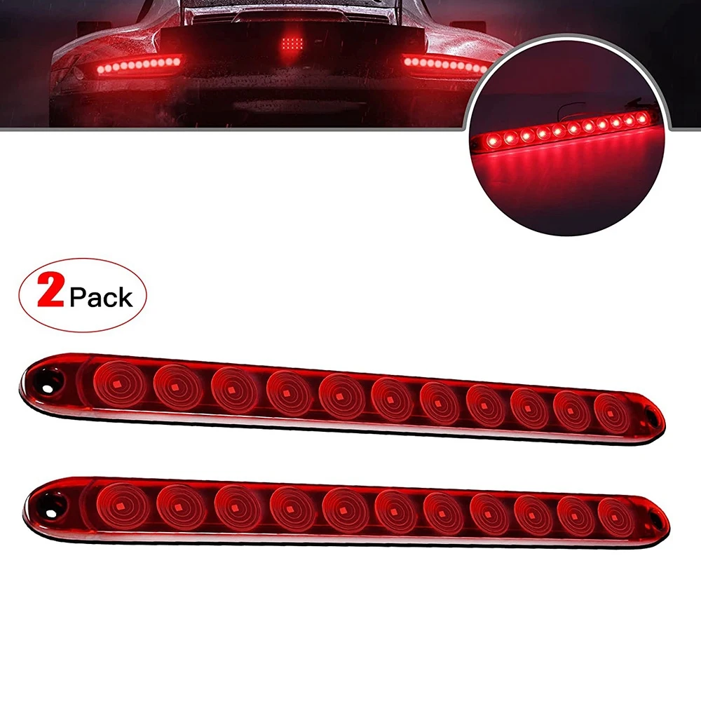 2Pcs 11 LED Trailer Light Bar High Mounted Brake Light Bar LED Brake Tail Light Brake Turn Signal for Truck Bus Red