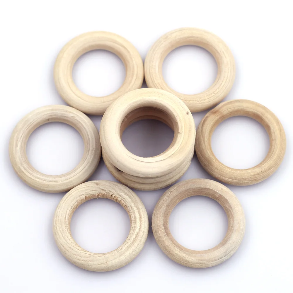 

10PCS Natural Wood Circle Connectors 33mm Round DIY Jewelry Crafts Accessories Practice Kindergarten Handmade Material Supplies