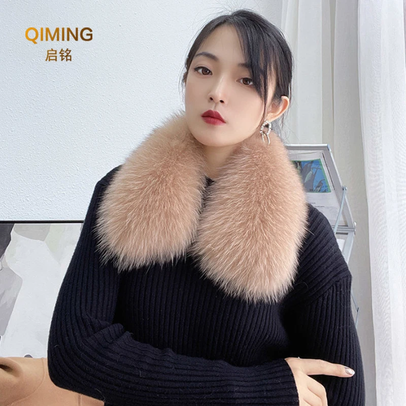 Real Fur Collar For Parkas Coat Luxury Warm Natural Fox Scarf Women Scarves Men's Jackets Coat Hood Collar Fur Shawls And Wraps