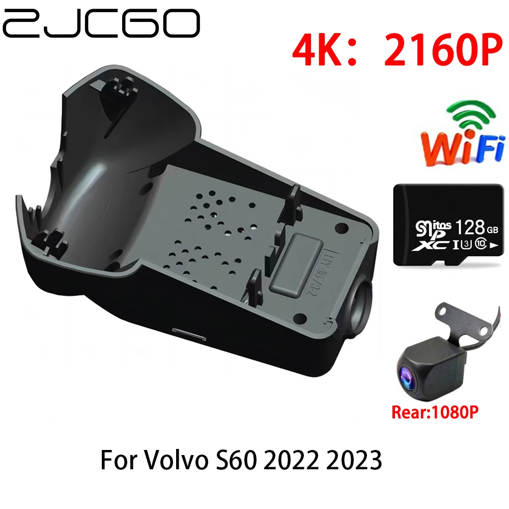 

ZJCGO 2K 4K Car DVR Dash Cam Wifi Front Rear Camera 2 Lens Monitor Parking for Volvo S60 2022 2023