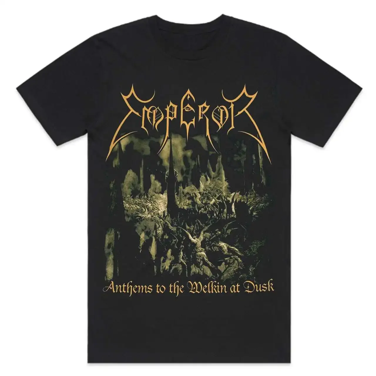 Hot 1991 Emperor Band - Norwegian Black Metal Rock Dark Style American Retro Men's Short-sleeved T-shirt