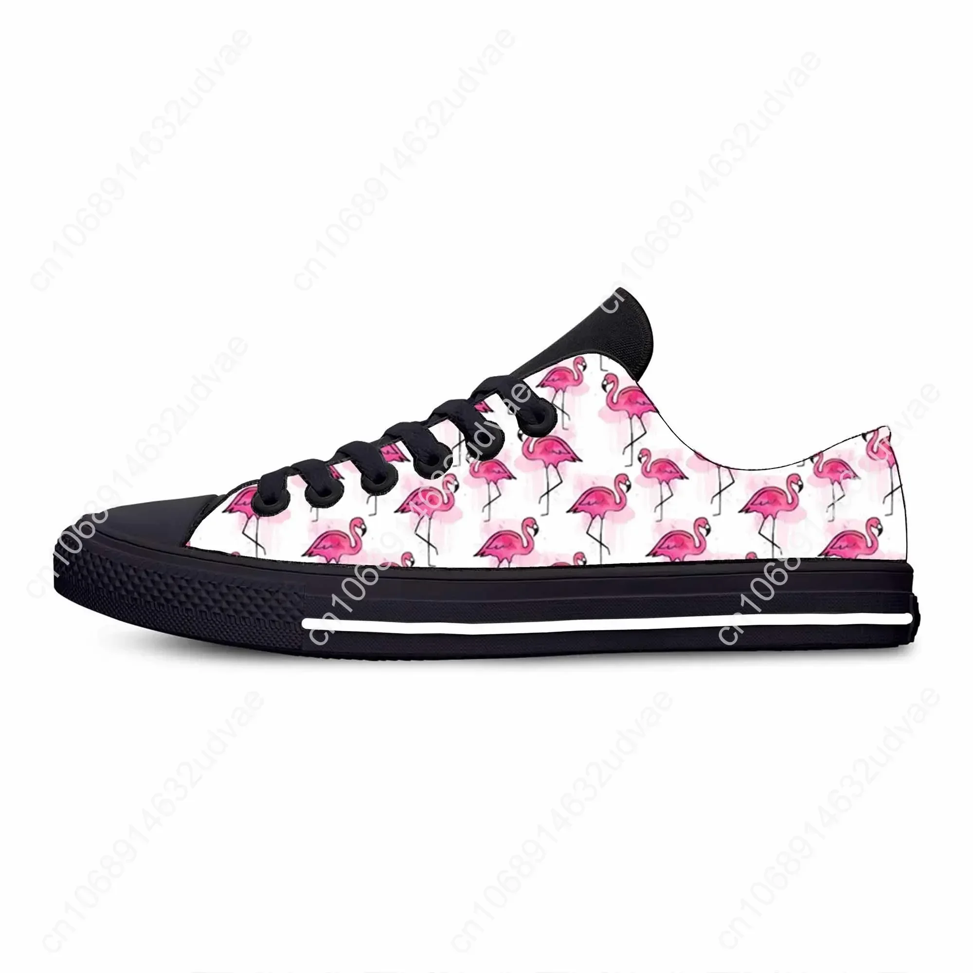 Tropical Pink Flamingo Bird Animal Pattern Cartoon Casual Cloth Shoes Low Top Comfortable Breathable 3D Print Men Women Sneakers