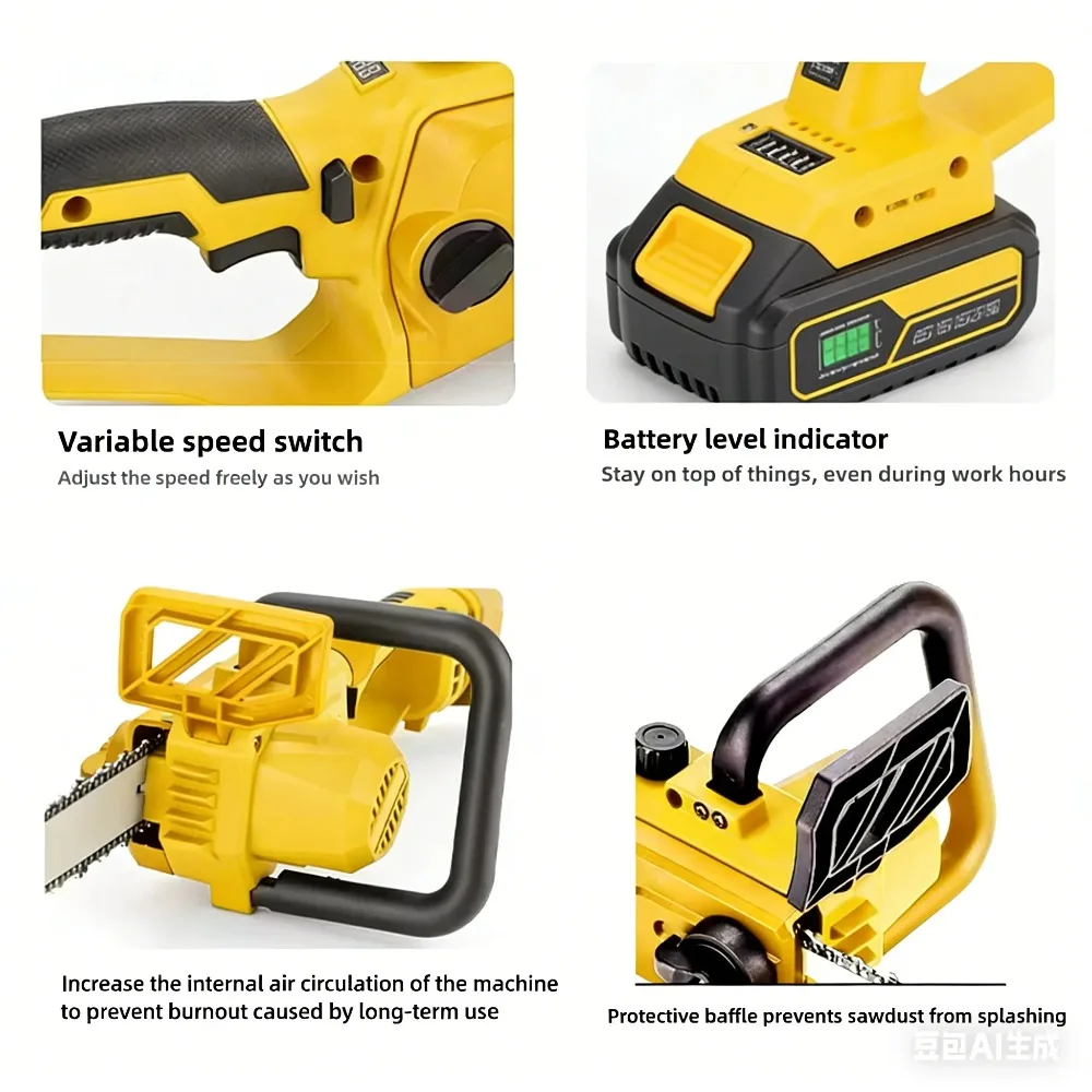 Vesmatity Cordless Chain Saw Automatic Oiler Chainsaw Tree Cutting Logging Electric Saw Tool for Dewalt 18V 20V Battery Max Pro