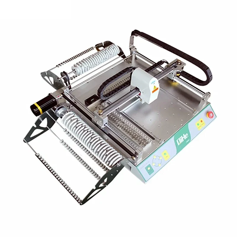 Máquina de recogida de doble cabezal completamente automática con sistema Visual de 2 cámaras TVM802 SMT para línea de montaje de PCB pequeña