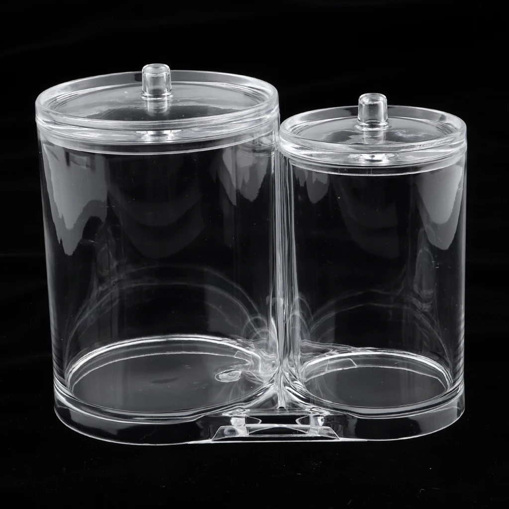 Acrylic Makeup Pad Holder with Compartment Swab Organizer Storage Case Jar Container for Makeup Brushes Sponges