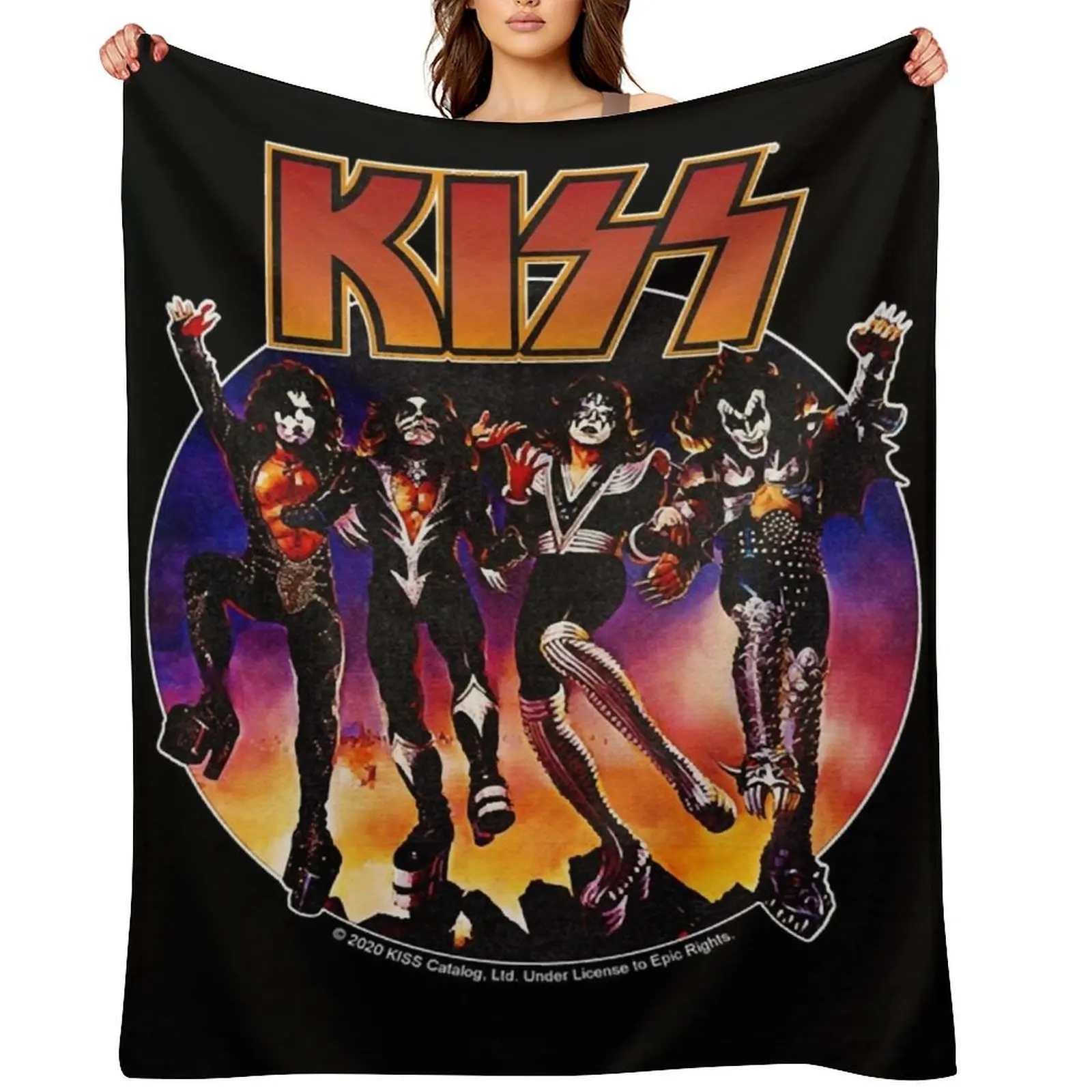 

KISS (Vintage Design) Classic Throw Blanket Luxury Brand Blankets For Sofas Cute Warm Blankets