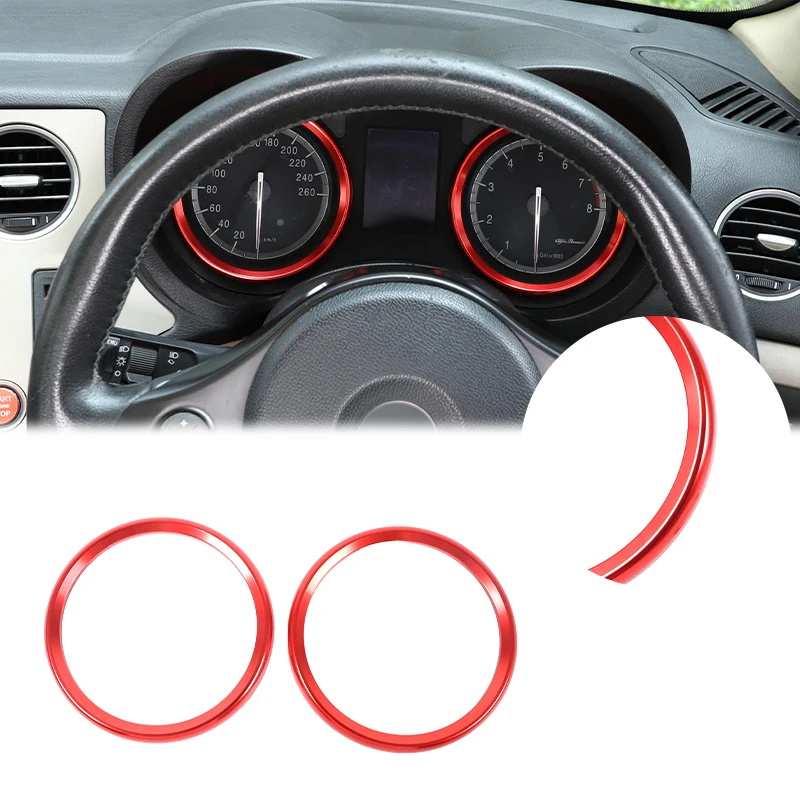 For Alfa Romeo 159 2004-2011/Brera/Spider aluminum alloy red dashboard display decorative ring car interior stickers 2pcs