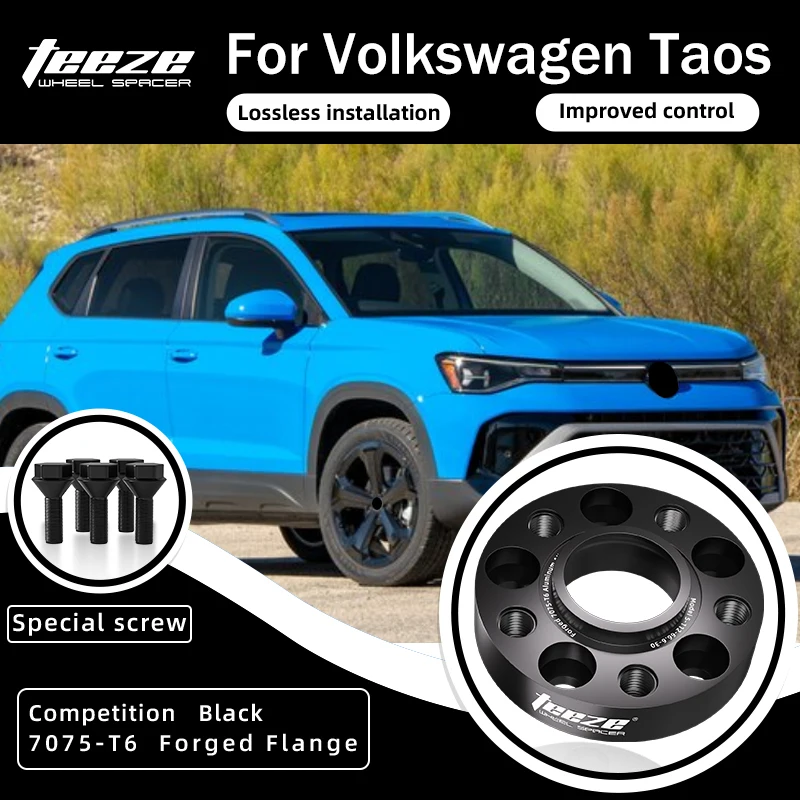 

Teeze 2/4pcs 5x112 57.1 M14 x 1.5 Hub Centric Black Forged wheel spacer For Volkswagen Taos Flange Plate 15/20/25/30/35mm