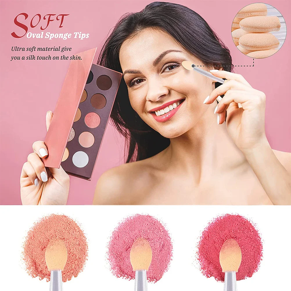 Brosse à fard à paupières jetable à double extrémité, pointes en éponge en Latex, outils de maquillage Non toxiques pour femmes, éponge de conception d'ombre à paupières 50 pièces