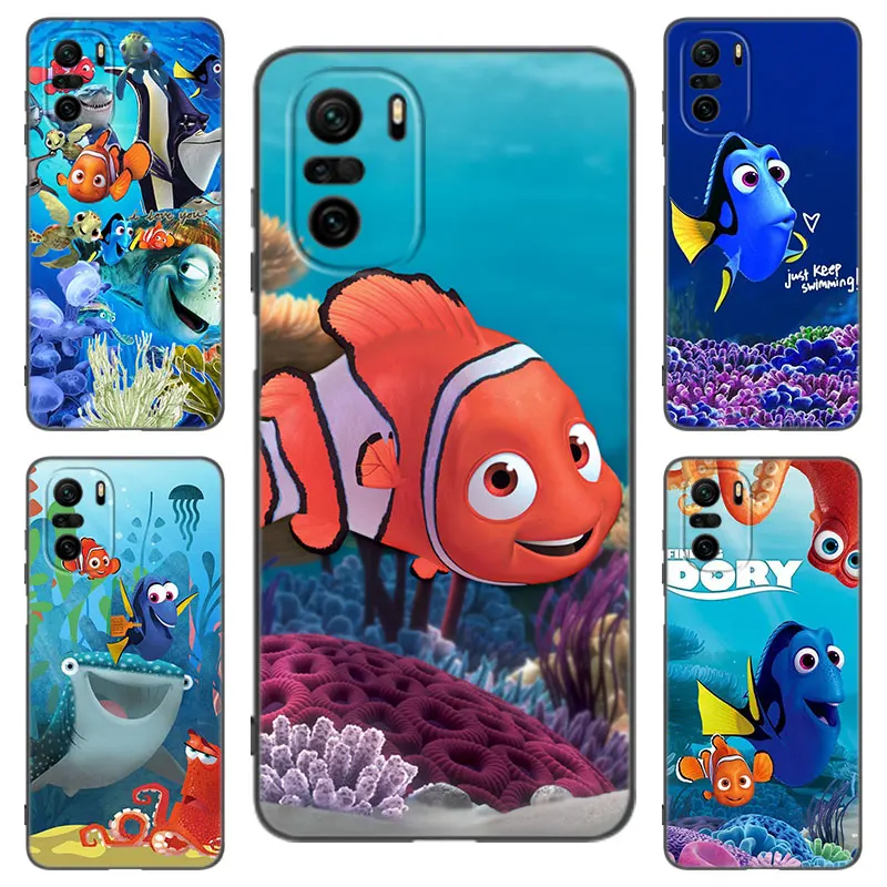 Disney Finding Nemo Dory Black Silicone Phone Case For Xiaomi POCO X3 X4 NFC F2 F5 M3 M4 M6 X3 X4 X5 Pro 5G F3 GT C65 F4 M5 X2