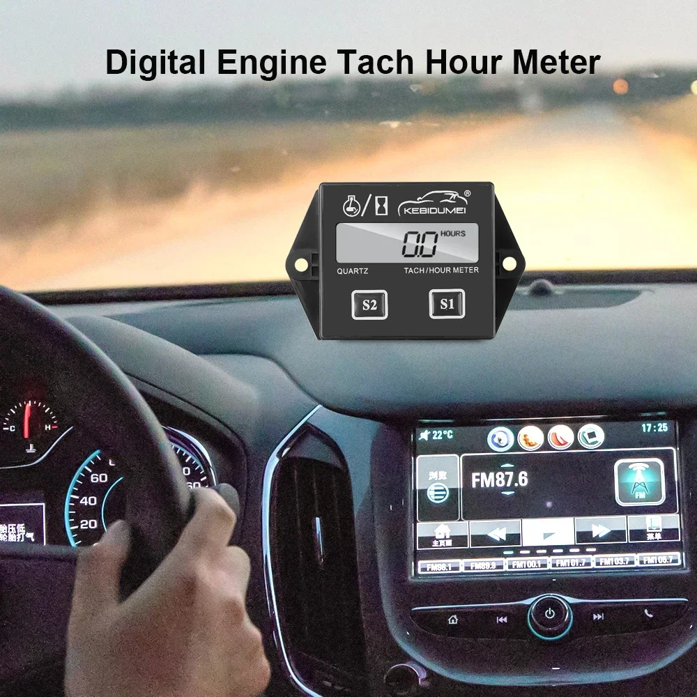 KEBIDUMEI Digital Display Engine Tachometer Timer Instrument Induction Tachometer Suitable for Motorcycle Engine Chain Saw Boat