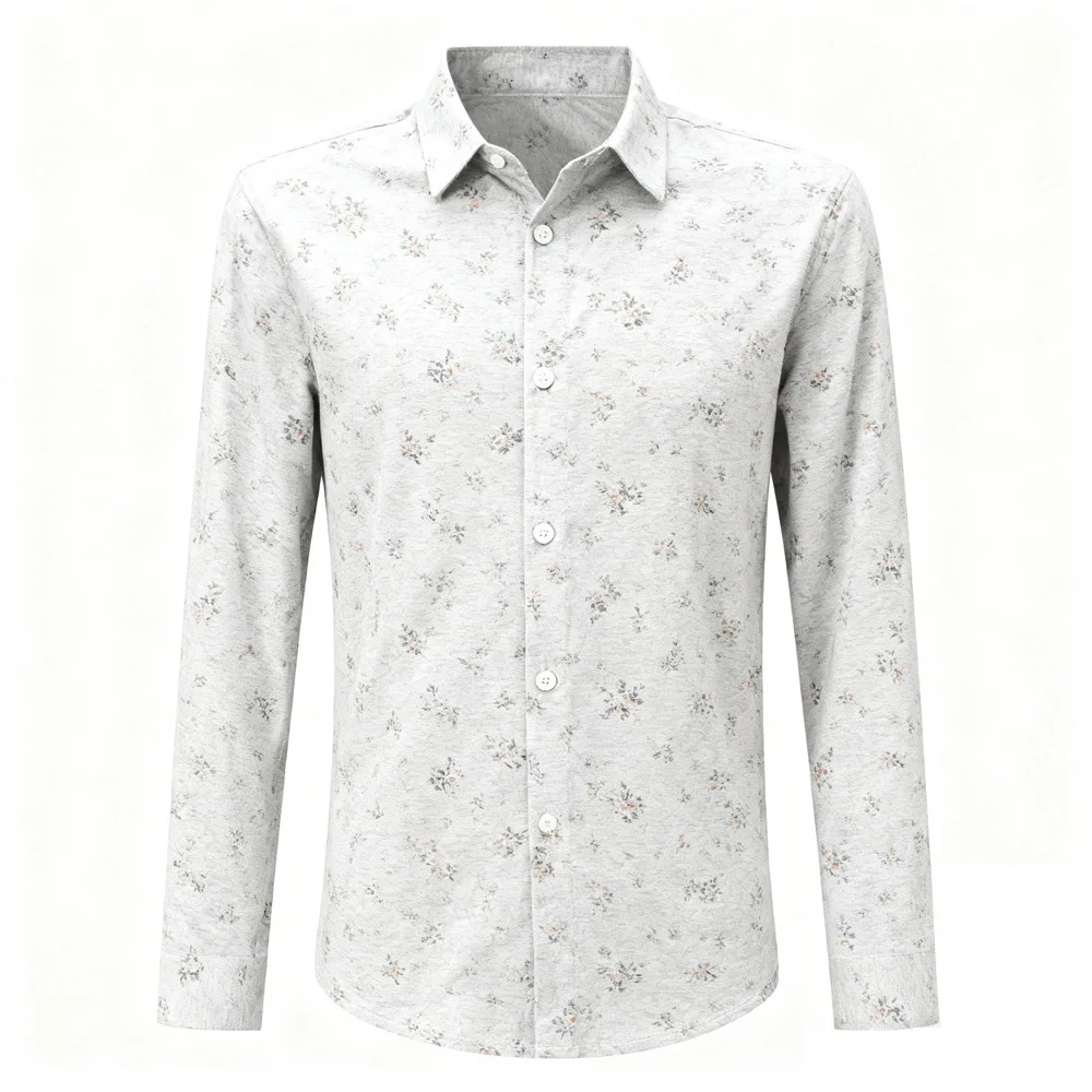 Kemeja Natal Pria Lengan Panjang Sederhana Bisnis Warna Terang Elastis Hawaii Liburan Pantai Pesta Luar Ruangan Pakaian Luar untuk Pria