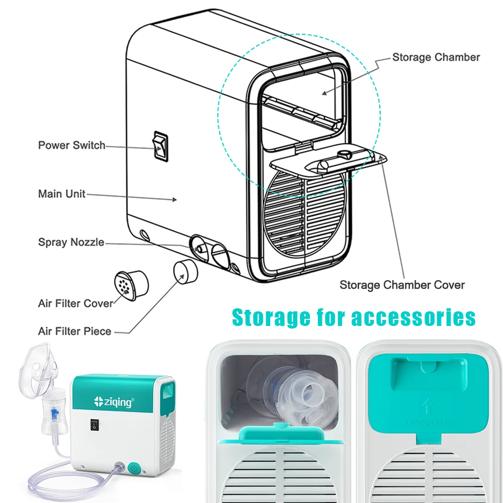 Ziqing Compressor Nebulizer Machine Nebulizador Household Health Monitors Portable Quiet Atomized Humidifier For Adult Child