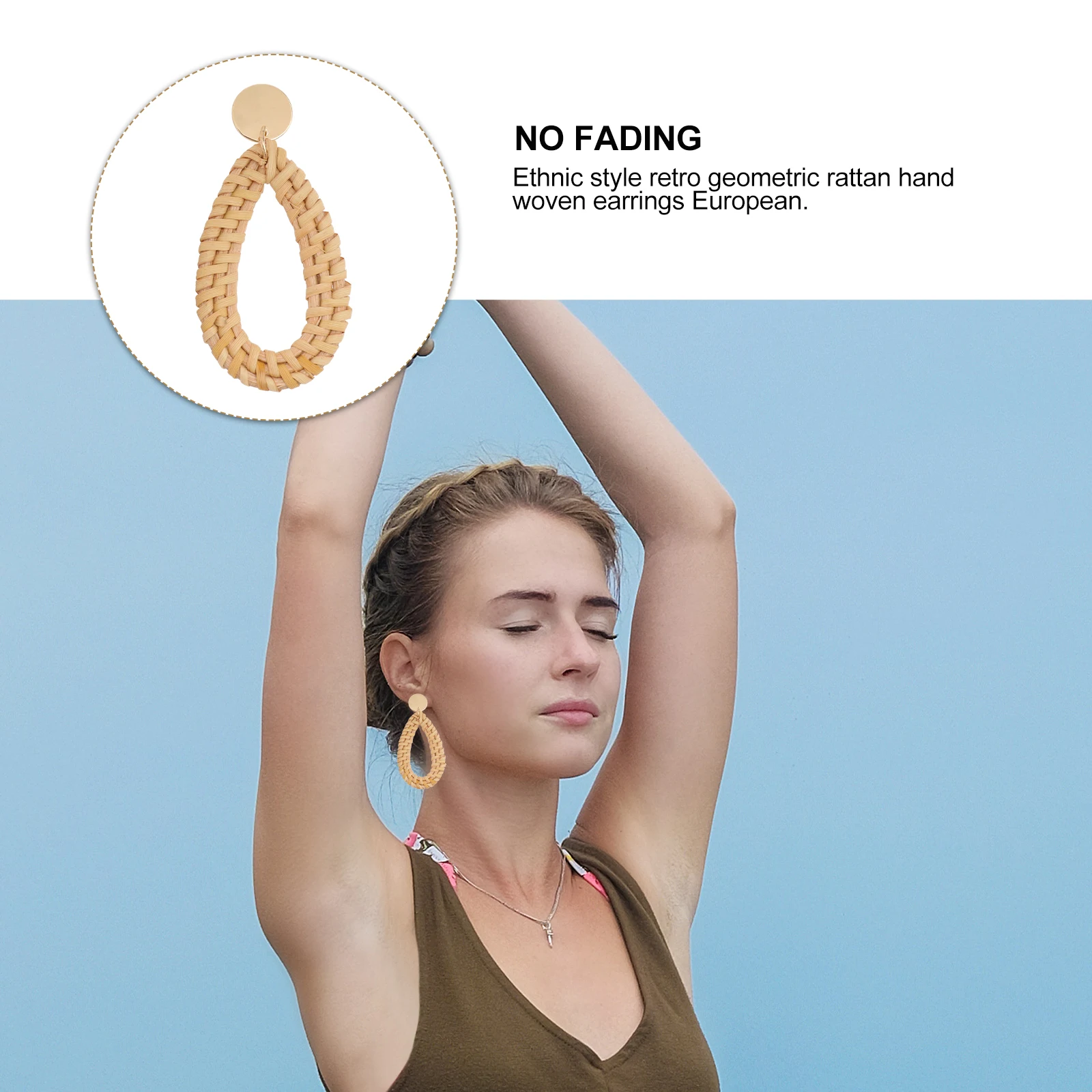 

Geometric Woven Rattan Dangling Long Earrings For Women Creative Charming Nature Style Party Decor Earrings Jewelry For