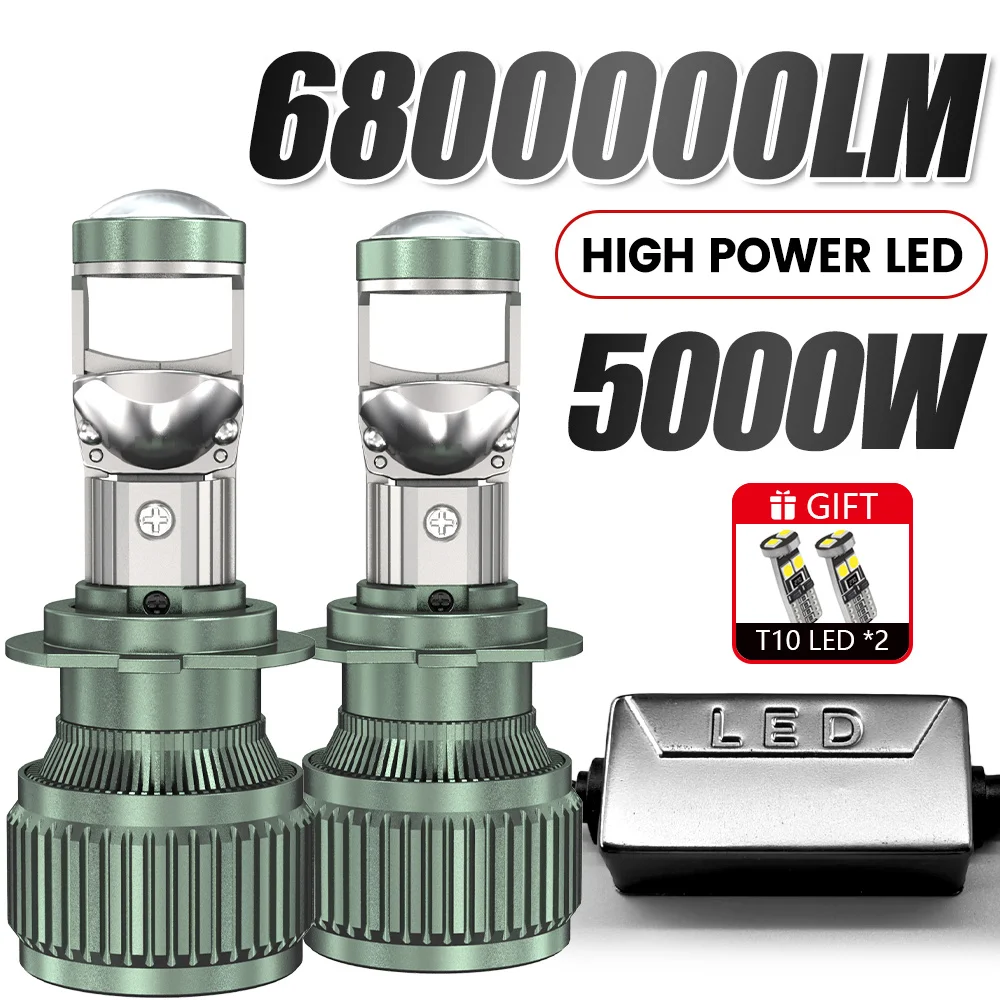 

H7 H4 H11 LED Projector Lens Headlight H8 H9 9005 9006 HB3 HB4 Car Bulbs 6000K CANBUS Turbo Auto/Moto Lamp Fog Light 12V