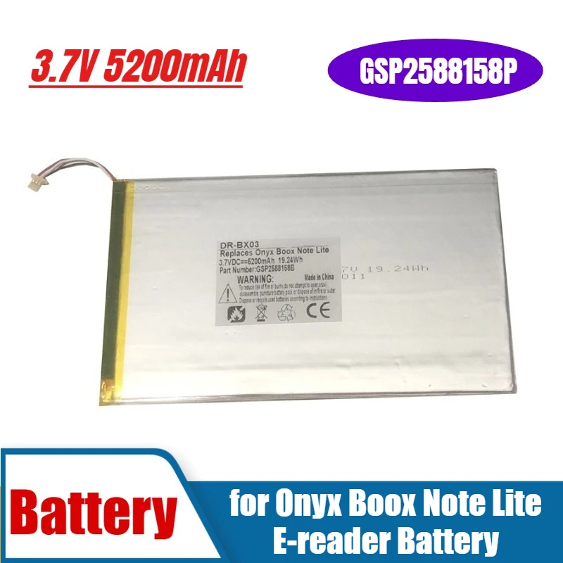 

3.7V 5200mAh GSP2588158P for Onyx Boox Note Lite E-reader Battery