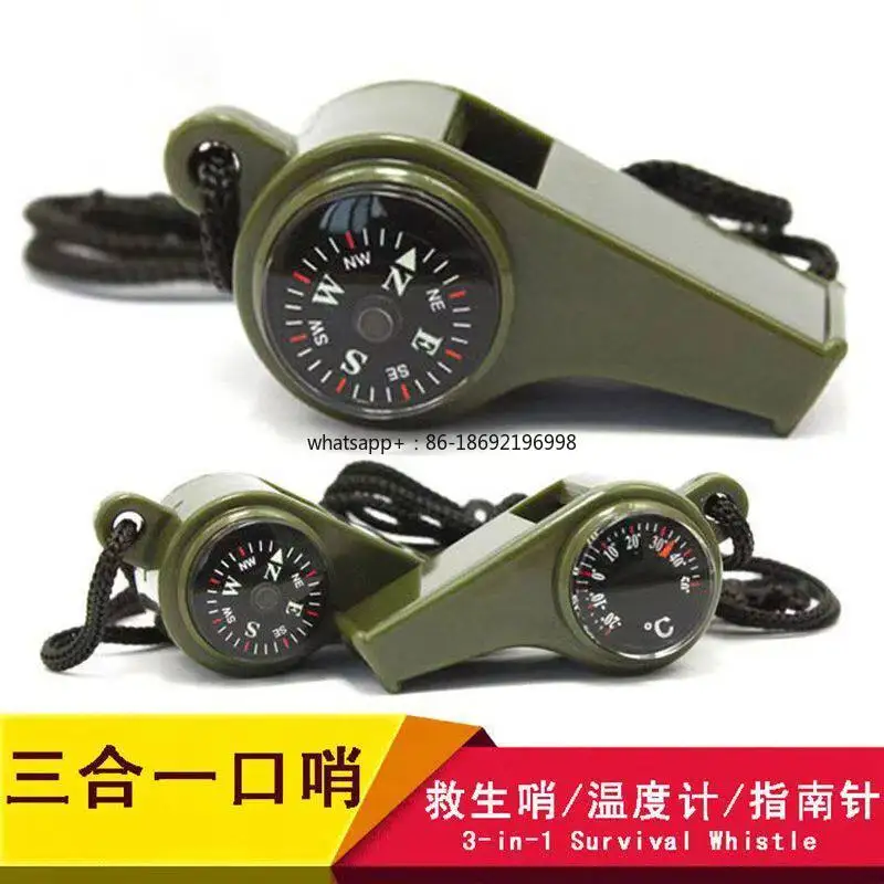 Three-in-one Life-saving Whistle Thermometer Outdoor Multi-functional Survival Whistle Combat Reserve Materials Disaster