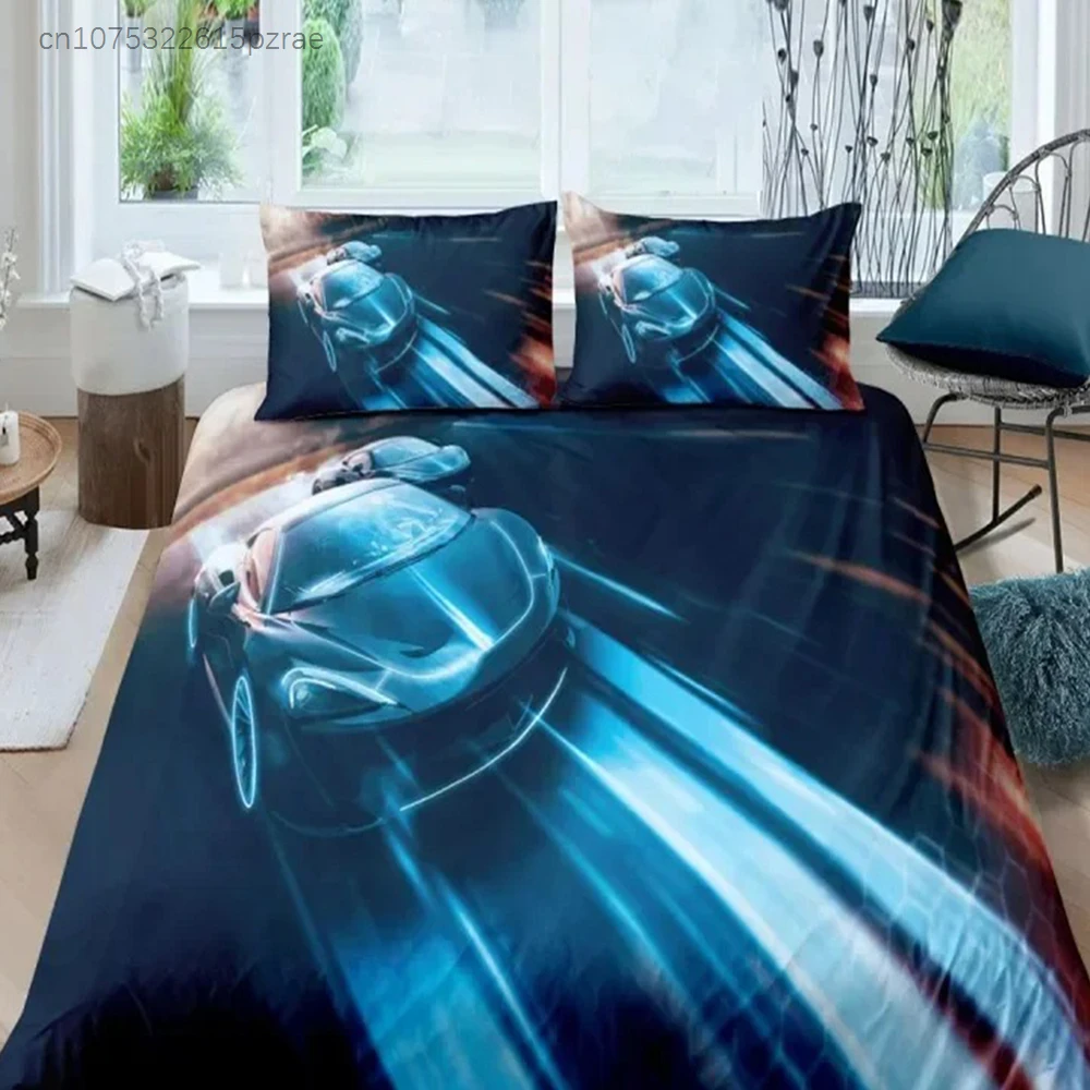 Sports Car Bedding Set 3D Printed Suitable For Bedroom Duvet Cover Set With Pillowcases Kids Home Textile