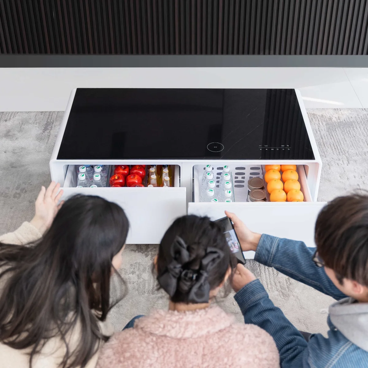 

Multifunction Modern Home Furniture Black Tempered Glass Smart Coffee Table Living Room Speaker Table Furniture