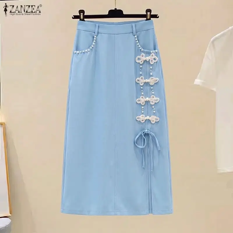 Summer Autumn ZANZEA Elegant Women Skirts Streetwear Thin Casual Bottoms OL Work Party Skirt S-3XL
