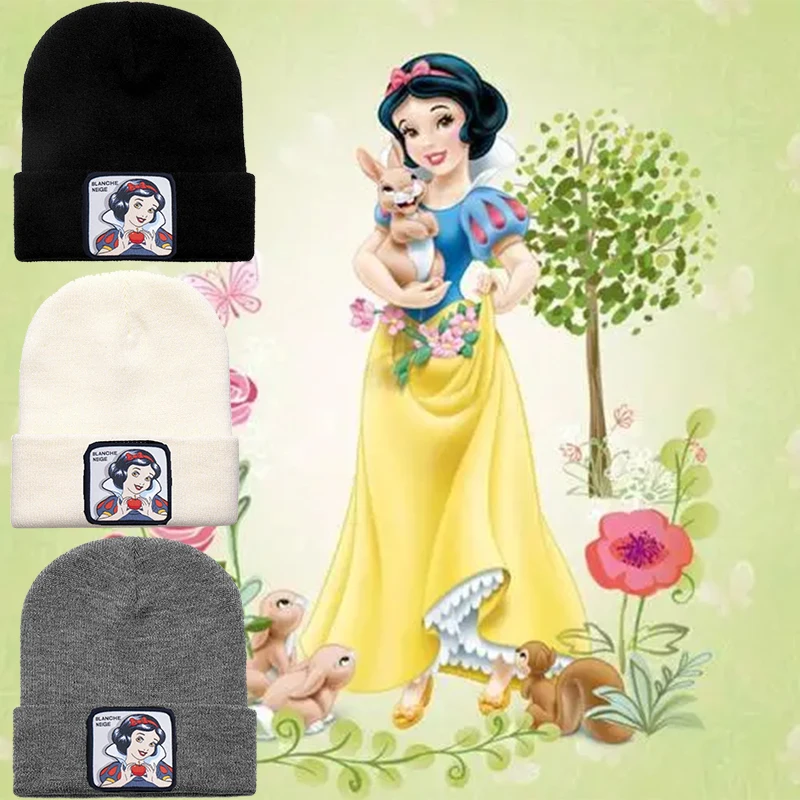 

Disney Snow White Knitted Cap Women Birthday Cute Plush Cartoon Anime Bonnet Hat Girl Keep Warm Beanies Kids Outside Winter Gift