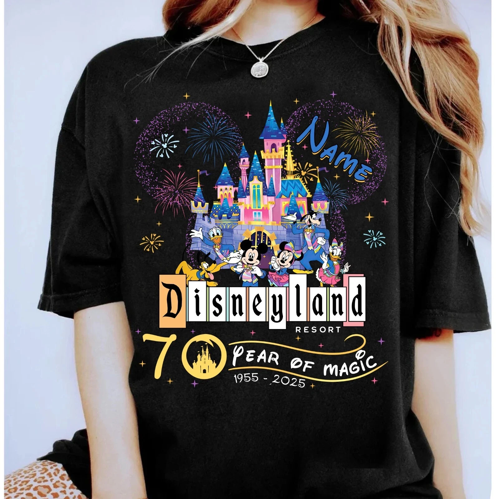 Camiseta de manga corta de algodón de talla grande para mujer, traje elegante con estampado con licencia para fanáticos de los Anime de Disney, verano 2025