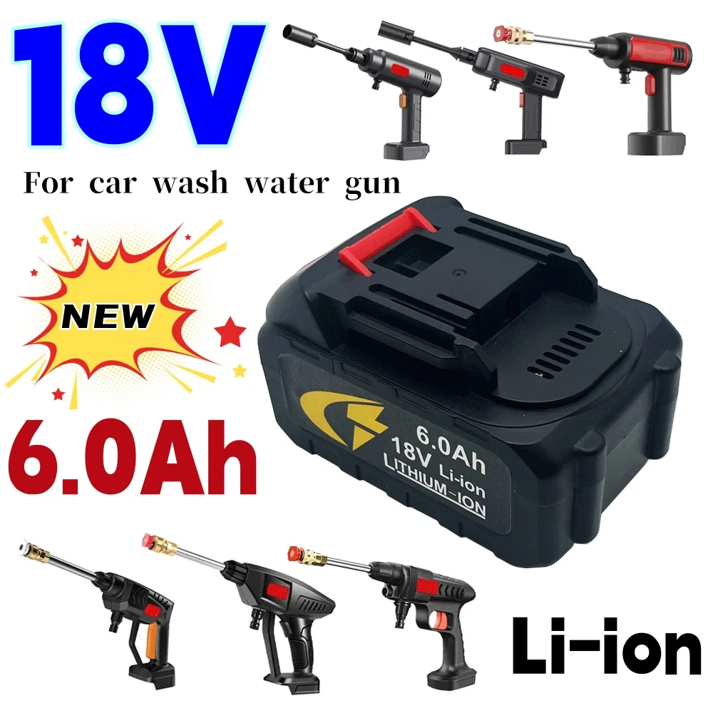 

6000mAh Rechargeable Battery 18V-21V Lithium Ion Battery for High Pressure Car Water Gun Machine Blower Power Tools
