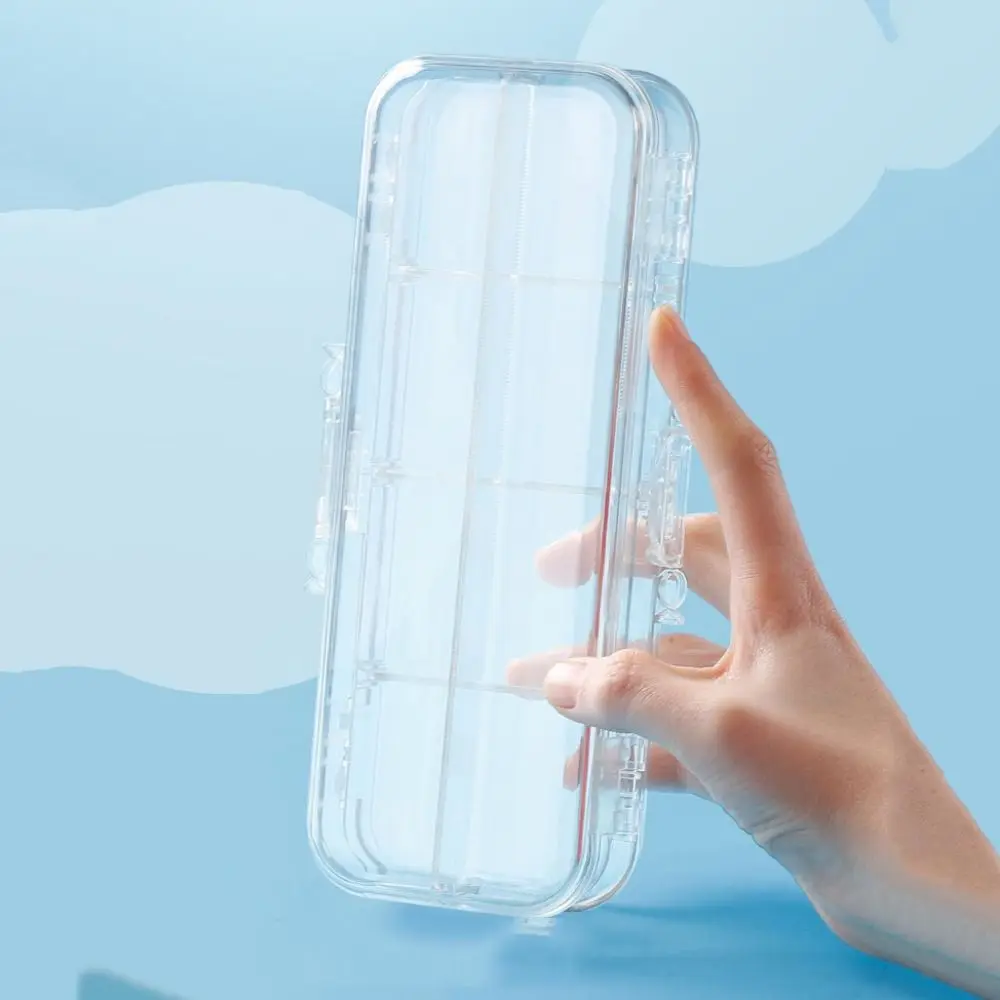 

Large Capacity Transparent Pencil Case Space-Saving Plastic Stationery Storage Box Simple Stackable Sketch Pen Bag