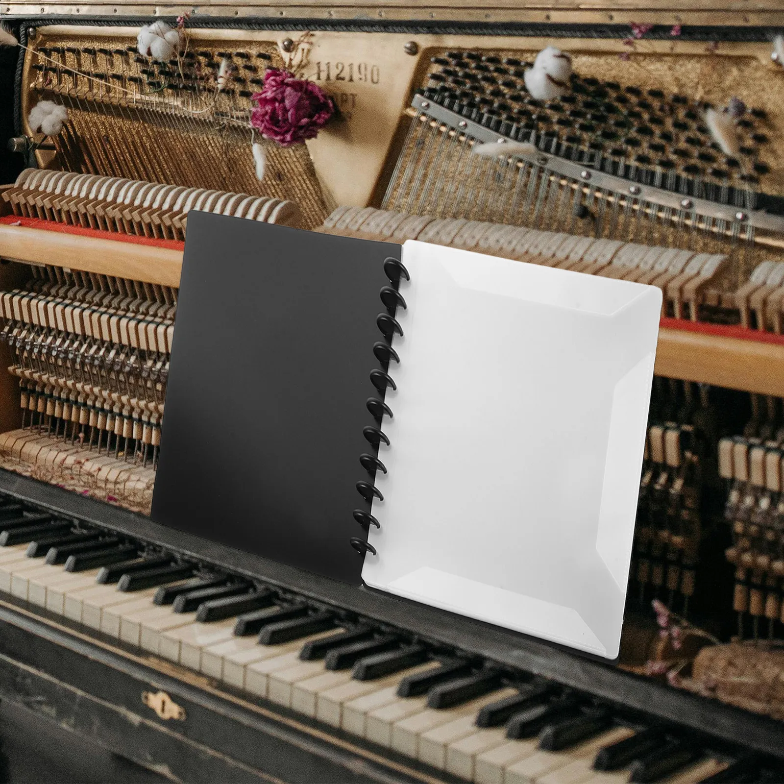 Transparent Sheet Music Folder with Mushroom Clip, Detachable Sheets, Sleek Piano & Band Organizer